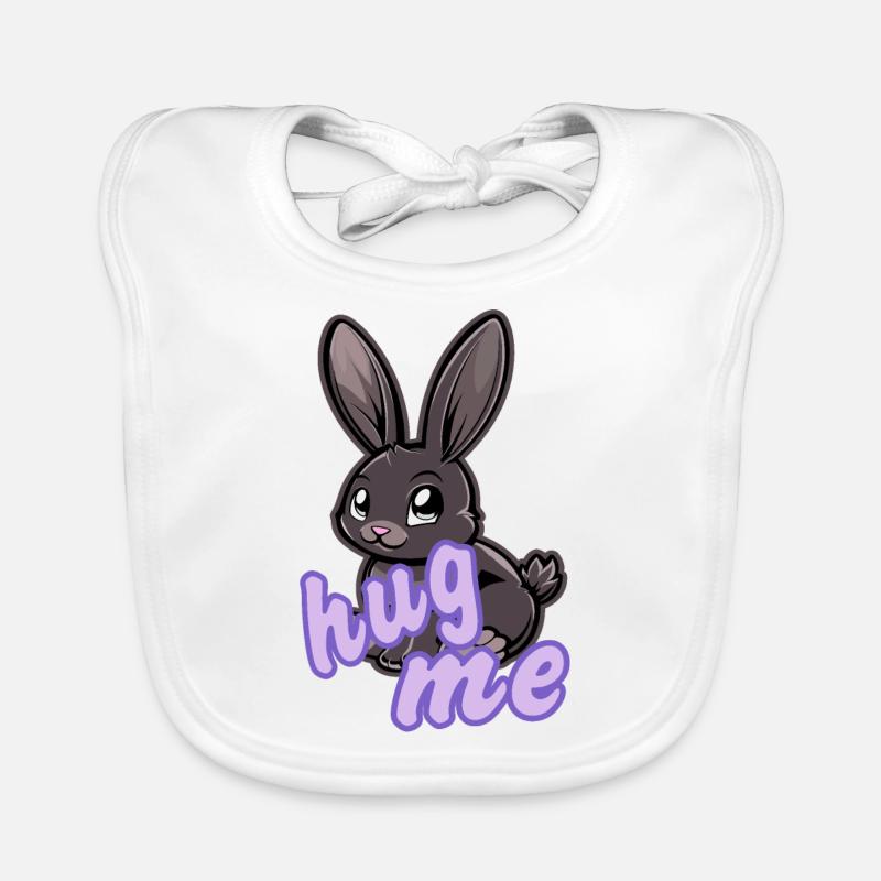 Brown rabbit with lettering - hug me Organic Baby Bibs