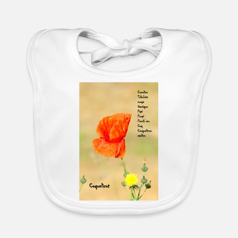 Coquelicot en normand - Bavoir bio Bébé - blanc