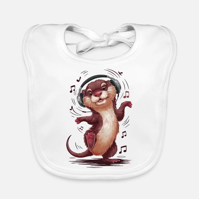 Otter Musik Kopfhörer - Baby Bio-Lätzchen - Weiß