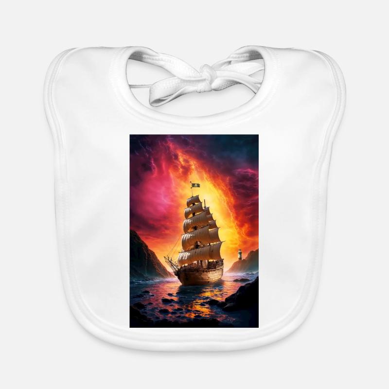 Pirate ship at the Fire Gate Organic Baby Bibs