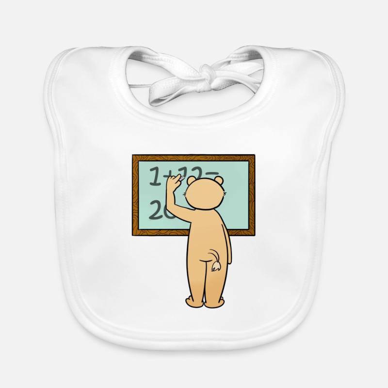 Schule - Baby Bio-Lätzchen - Weiß