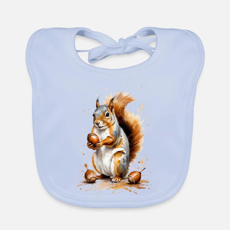 Eichhörnchen mit Eichel - Autumn Delight Baby Bio-Lätzchen