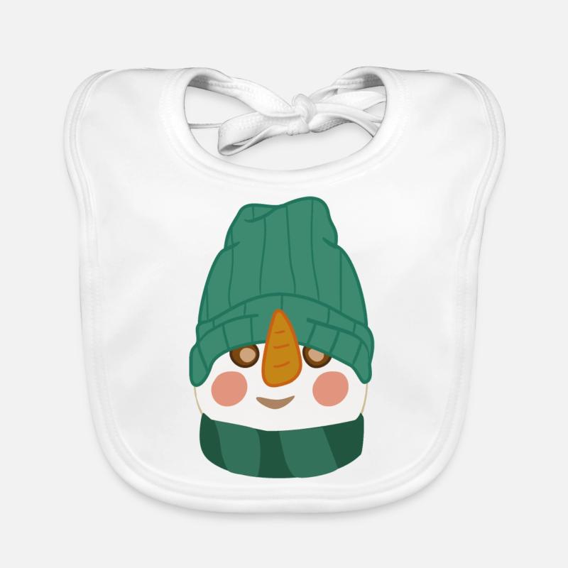Snowman with cap Organic Baby Bibs