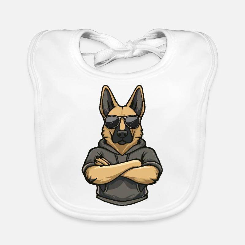 Dog Shepherd Sunglasses Organic Baby Bibs