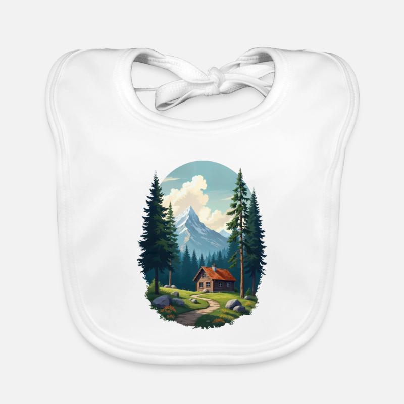 Cabane pixélisée dans les bois Bavoir bio Bébé