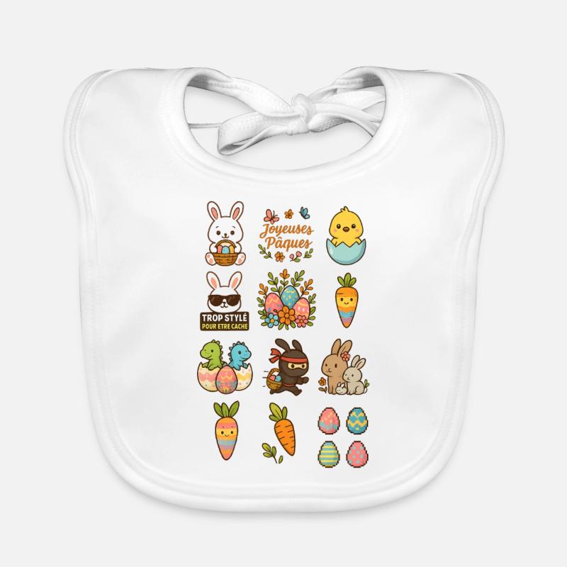 Ensemble d'illustration sur le thème de Pâques Bavoir bio Bébé