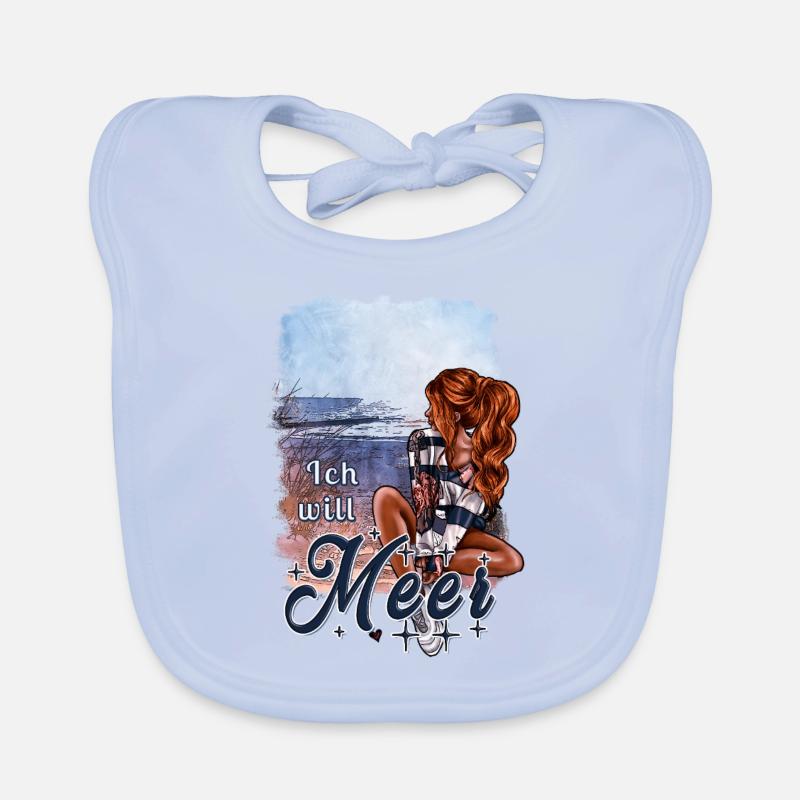 Ich will Meer – maritimes Mädchen Design Baby Bio-Lätzchen