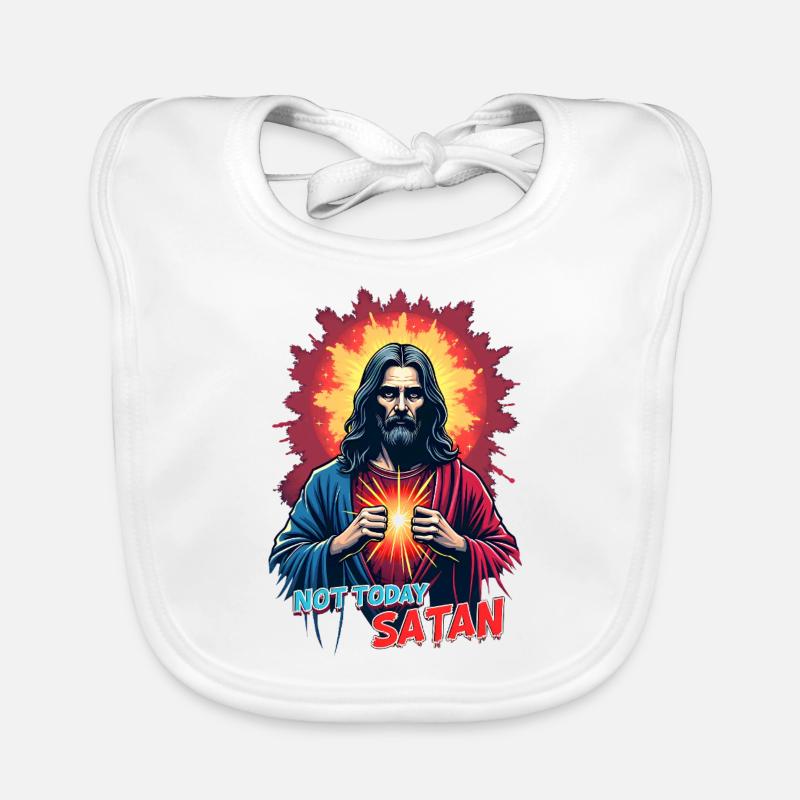 Pas aujourd’hui satan - Bavoir bio Bébé - blanc