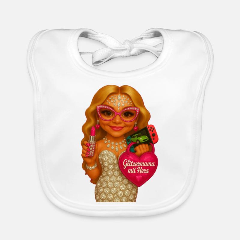 GlitzerMama mit Herz Baby Bio-Lätzchen