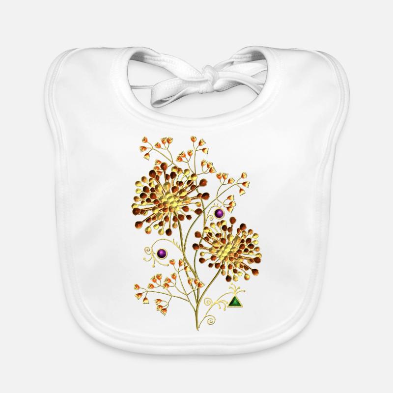 Blumen - Baby Bio-Lätzchen - Weiß