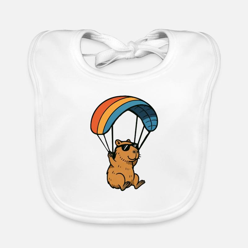 Capybara Parapente Parapente - Bavoir bio Bébé - blanc