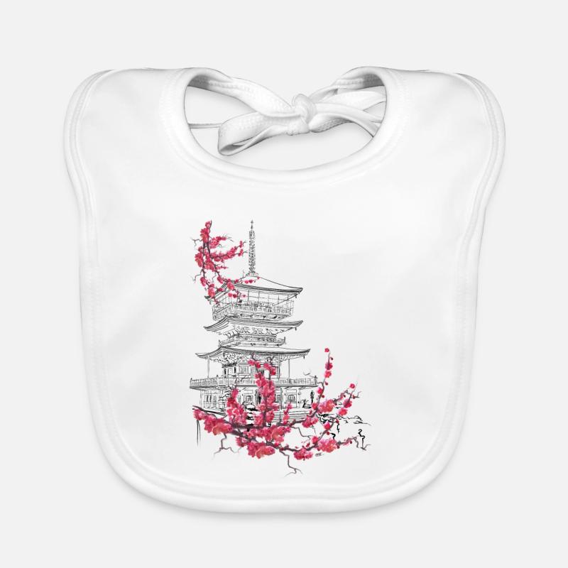 Pagode und Sakura Baby Bio-Lätzchen