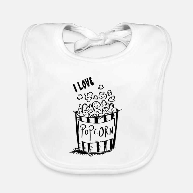 Ich liebe Popcorn - I love Popcorn Baby Bio-Lätzchen