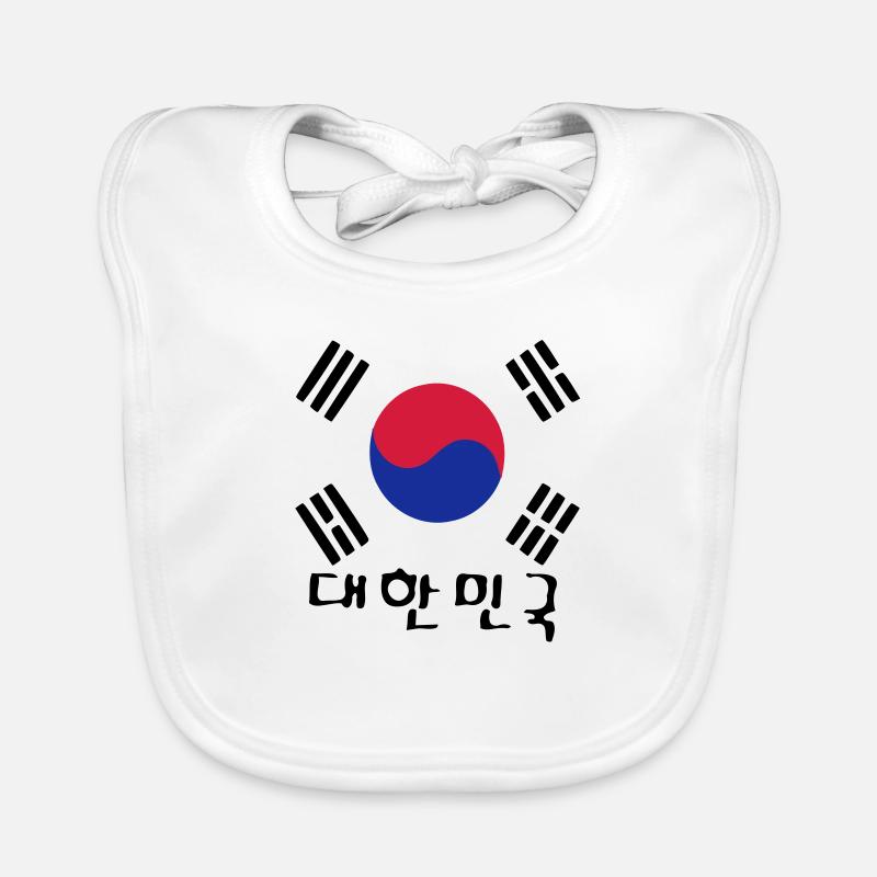 Corée du Sud drapeau et txt coréen Bavoir bio Bébé