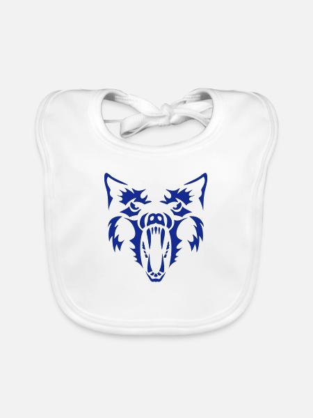 loup garou wolf werewolf 3 - Bavoir bio Bébé - blanc - Devant
