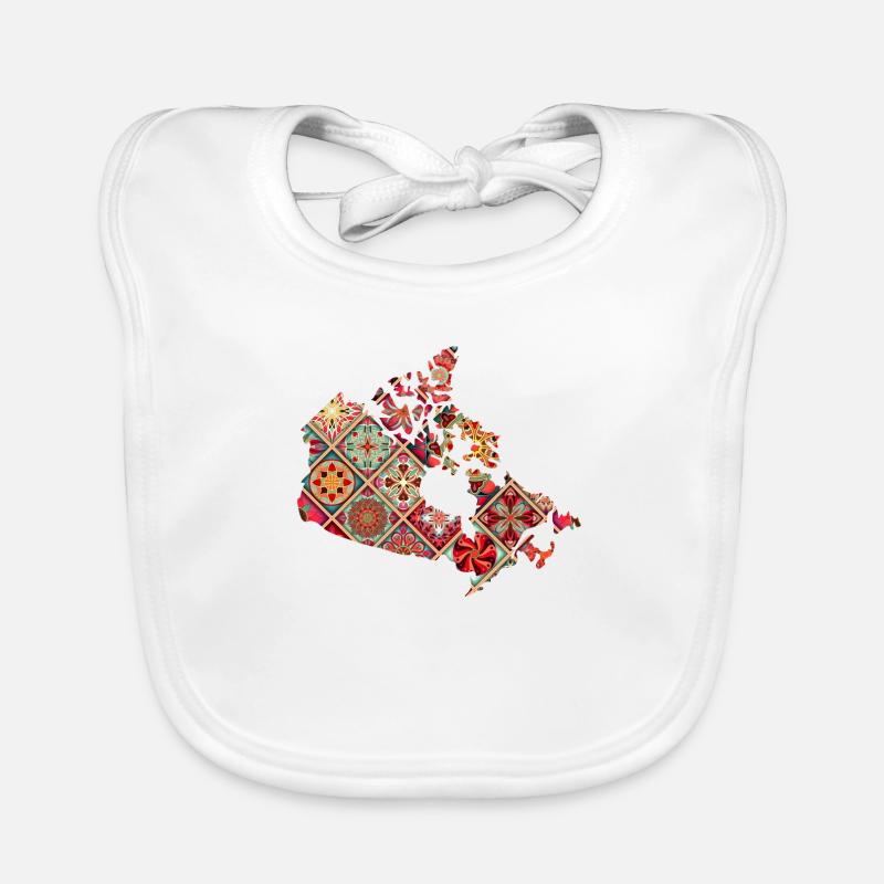 Patckwork Canada - Bavoir bio Bébé - blanc