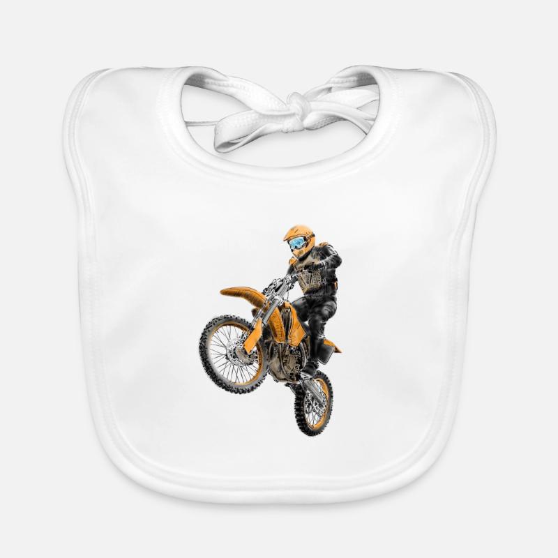 motocross - Bavoir bio Bébé - blanc