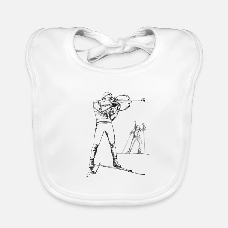 biathlon - Bavoir bio Bébé - blanc