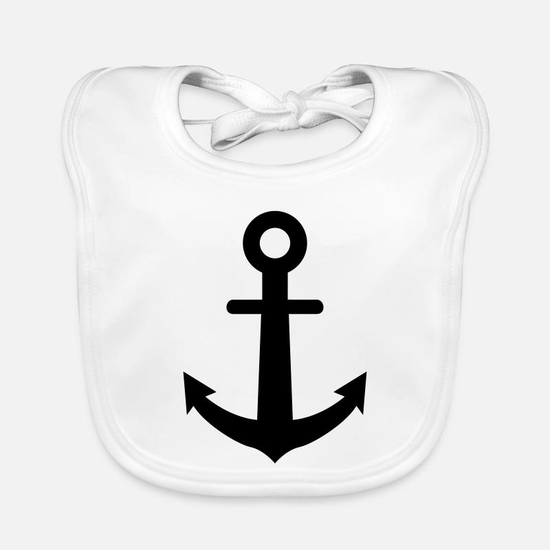 Marin / Marine / Bâteau / Ancre / Mer - Bavoir bio Bébé - blanc