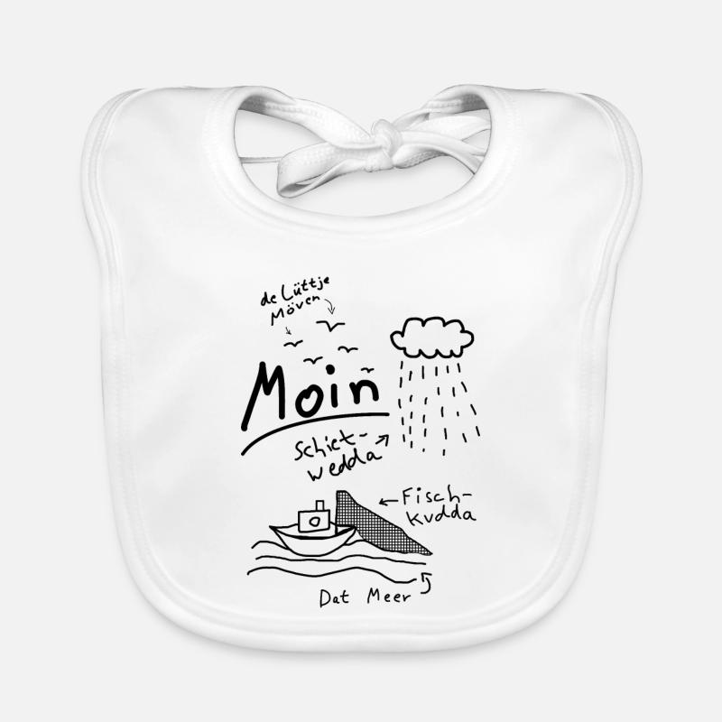 Moin Plattdeutsch Norddeutsch Meer Möwe Boot - Baby Bio-Lätzchen - Weiß