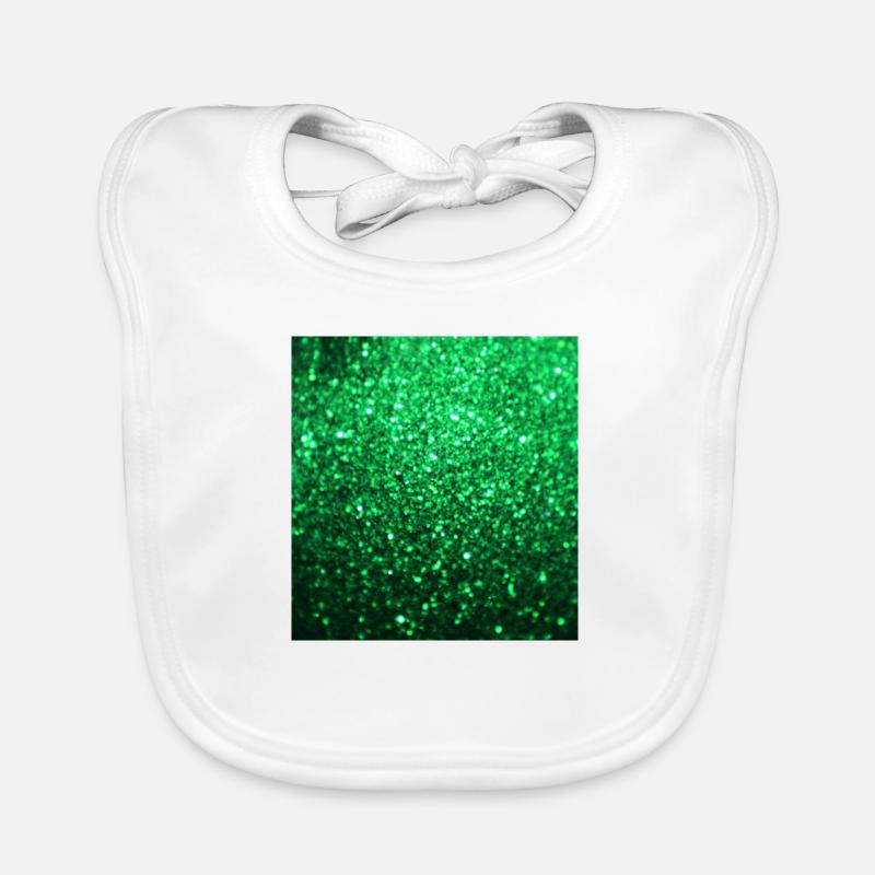 Sparkling Green Glitter Organic Baby Bibs