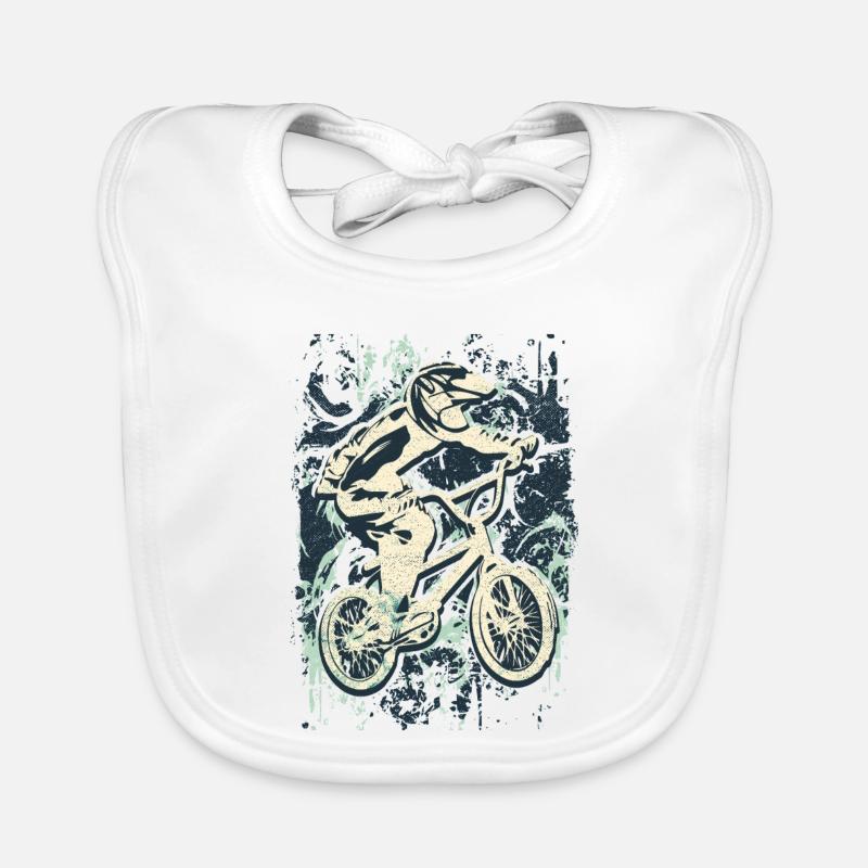 BMX vélo course | BMX Race | BMX | Idée de cadeau - Bavoir bio Bébé - blanc