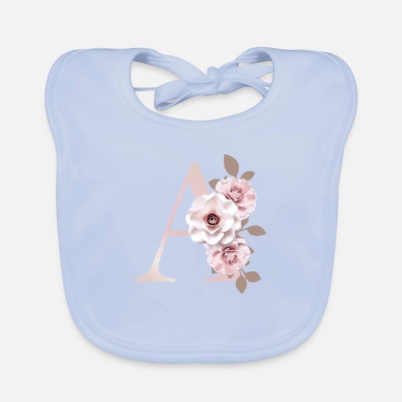 A Buchstabe mit Blumen Baby Bio-Lätzchen