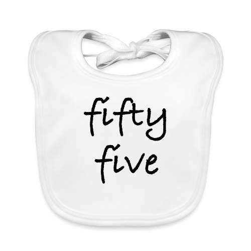 Fiftyfive -teksti mustana kahdessa rivissä - Vauvan luomuruokalappu
