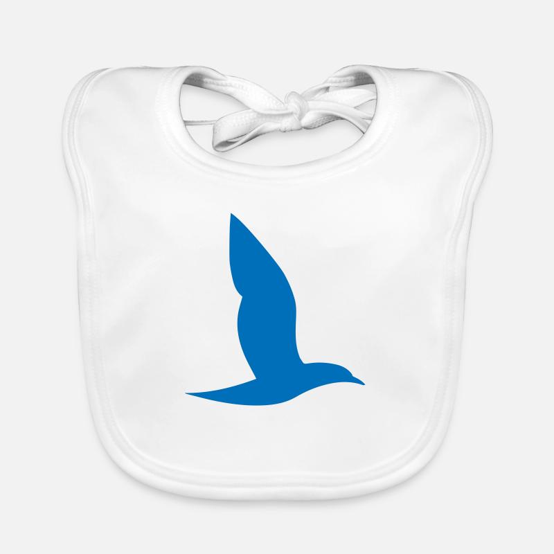 Blauer Vogel - Baby Bio-Lätzchen - Weiß