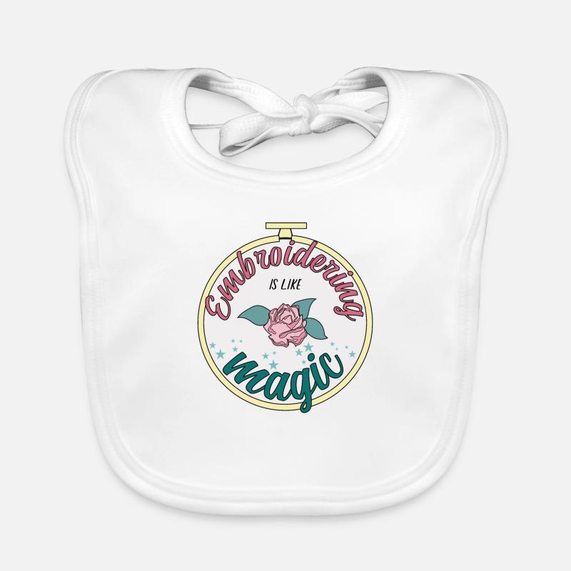 Embroidering is like magic Organic Baby Bibs
