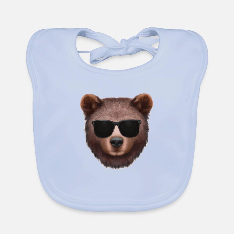 Visage d’ours avec lunettes de soleil Bavoir bio Bébé