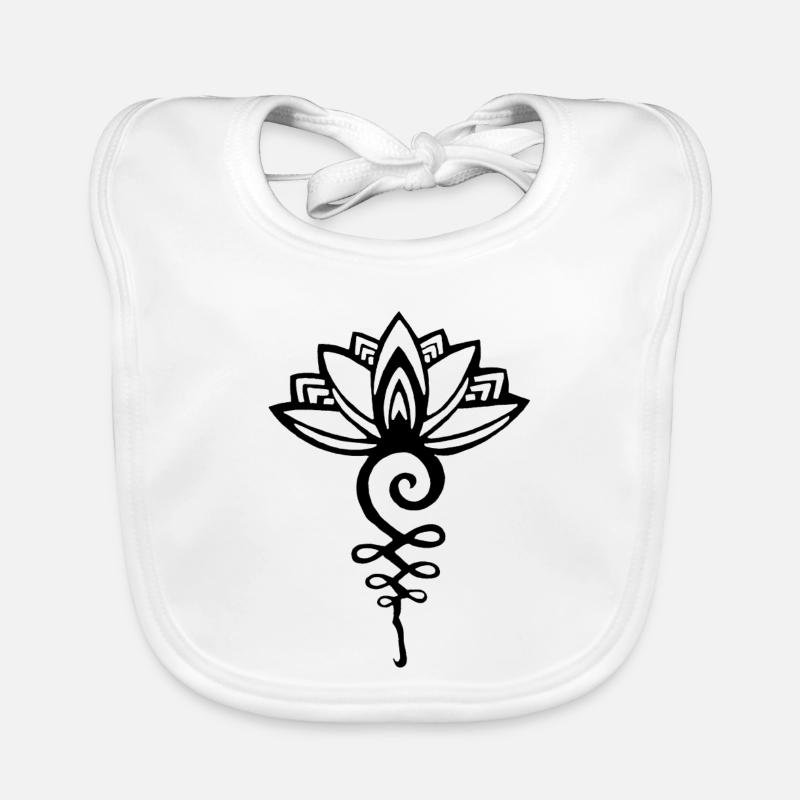 Lotus noir éternel - Bavoir bio Bébé - blanc