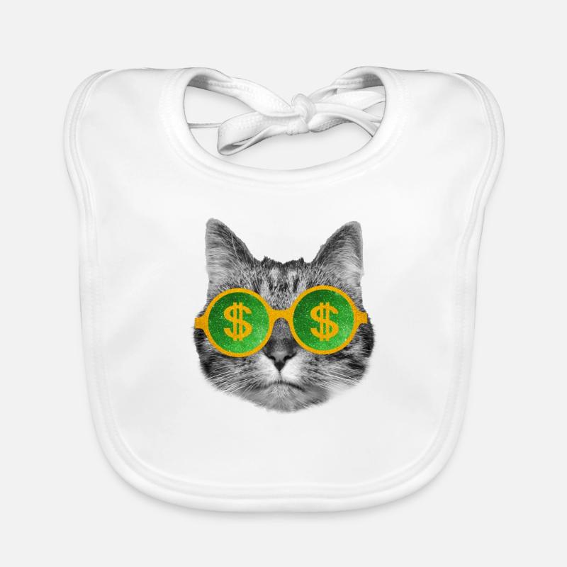 Chat d’argent riche avec des lunettes de signe de dollar Bavoir bio Bébé