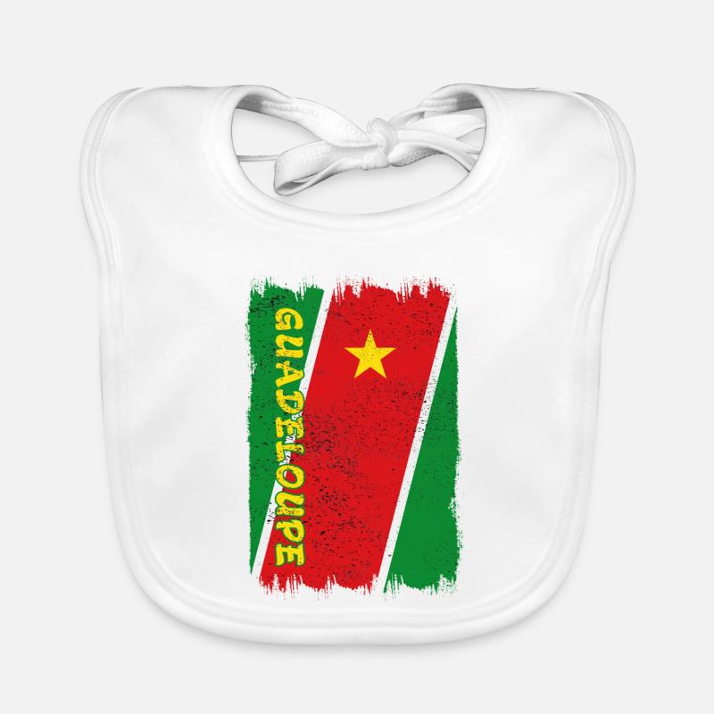 Drapeau de Guadeloupe - Bavoir bio Bébé - blanc