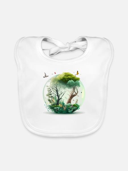 The miniature forest - Organic Baby Bibs - white - Front