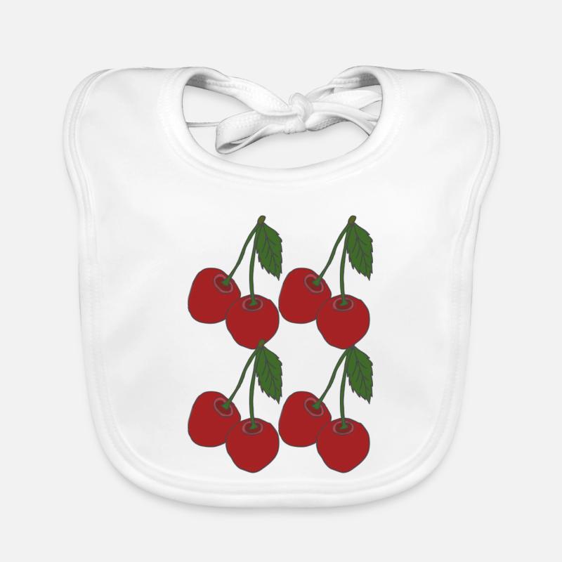 Cherries 4-fold Organic Baby Bibs