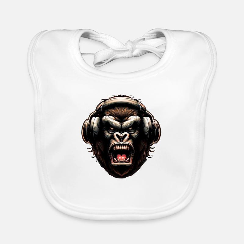 Gorilla Monkey DJ avec écouteurs Bavoir bio Bébé