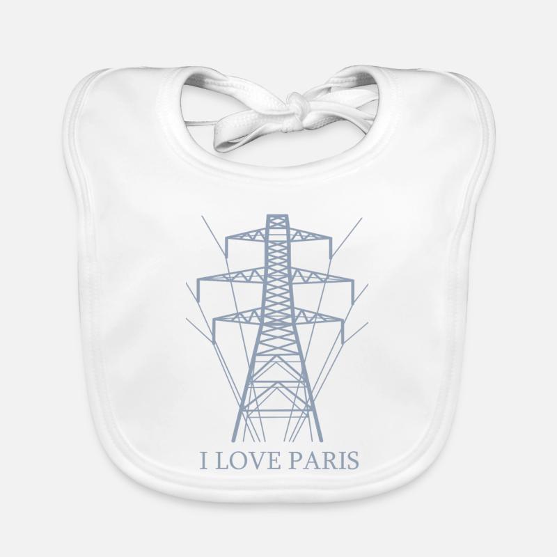 Ironisch Ich liebe Paris Eiffelturm als Strommast Baby Bio-Lätzchen