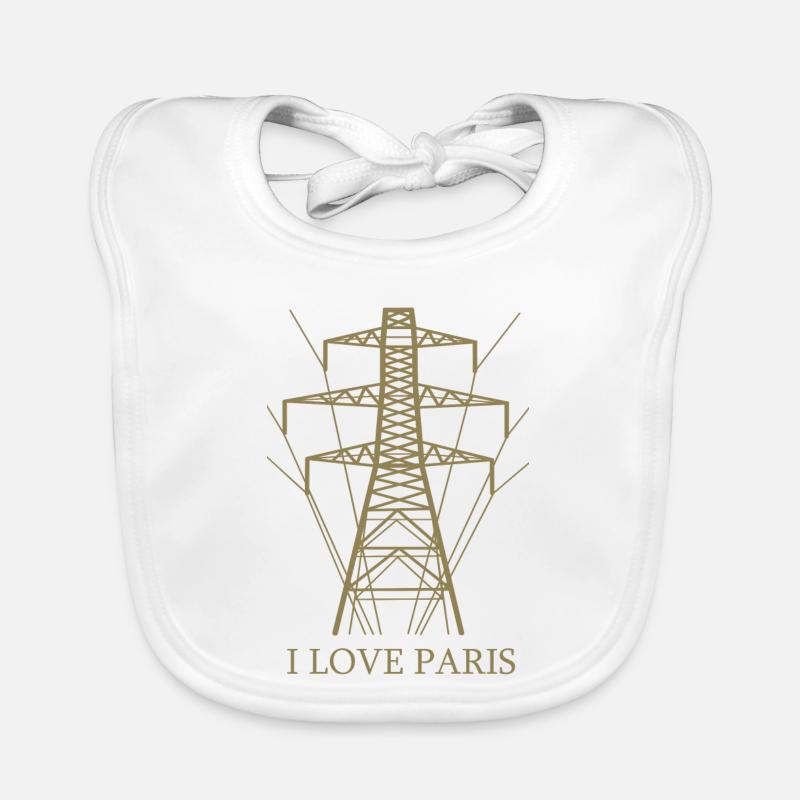 Ironique, j’adore Paris Tour Eiffel comme pôle électrique Bavoir bio Bébé