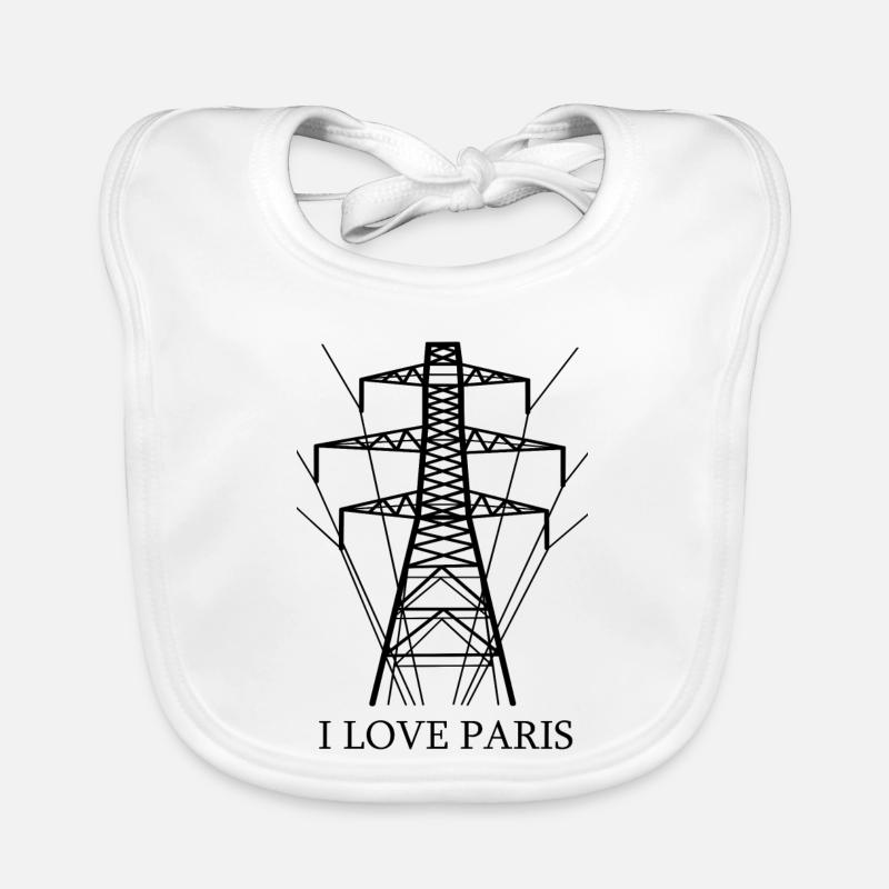 Ironique, j’adore Paris Tour Eiffel comme pôle électrique Bavoir bio Bébé