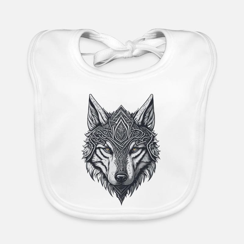 Wolf head style viking tattoo Organic Baby Bibs