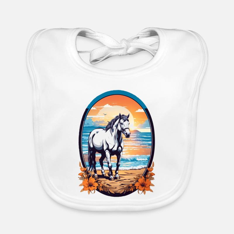 Pferd am Strand Baby Bio-Lätzchen