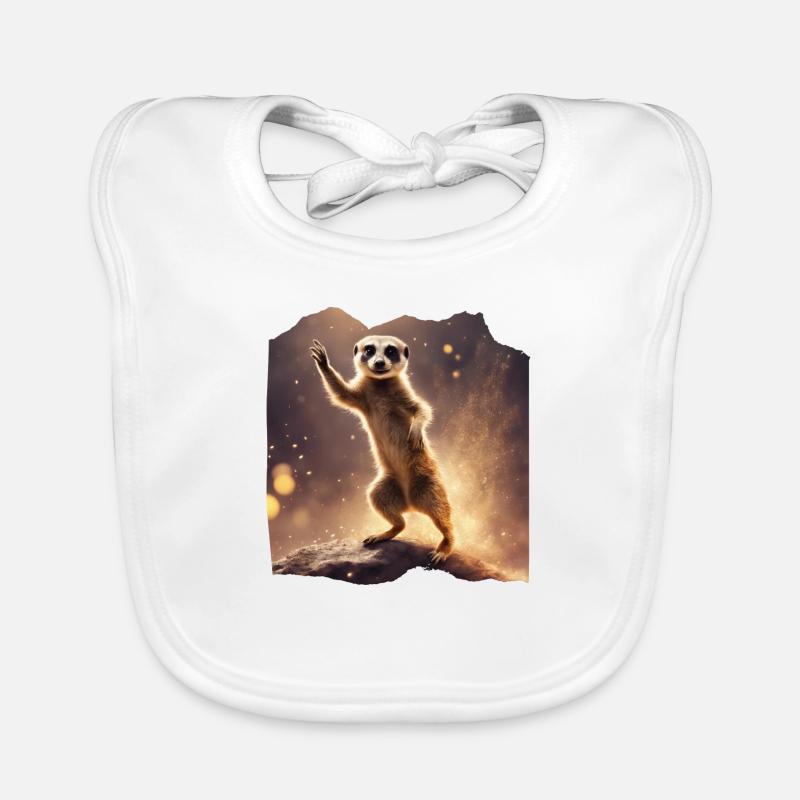 Tanzendes Erdmännchen in Glitzer - Baby Bio-Lätzchen - Weiß