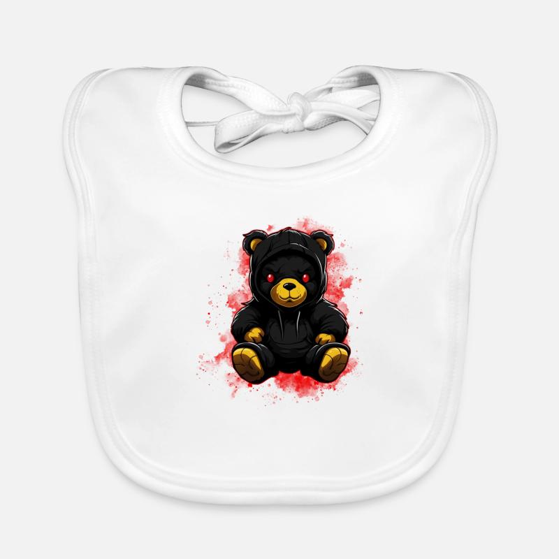 Cooler Horror Teddybär mit Kapuzenpullover Böse Baby Bio-Lätzchen