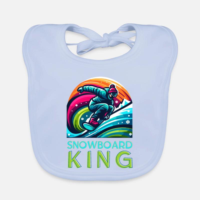 Vivid Snowboarding KIng Warrior Illustration Organic Baby Bibs