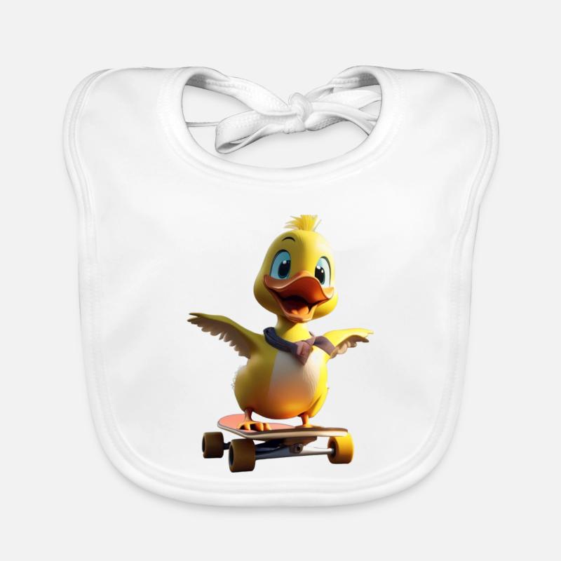Portrait de canard en skateboard Bavoir bio Bébé