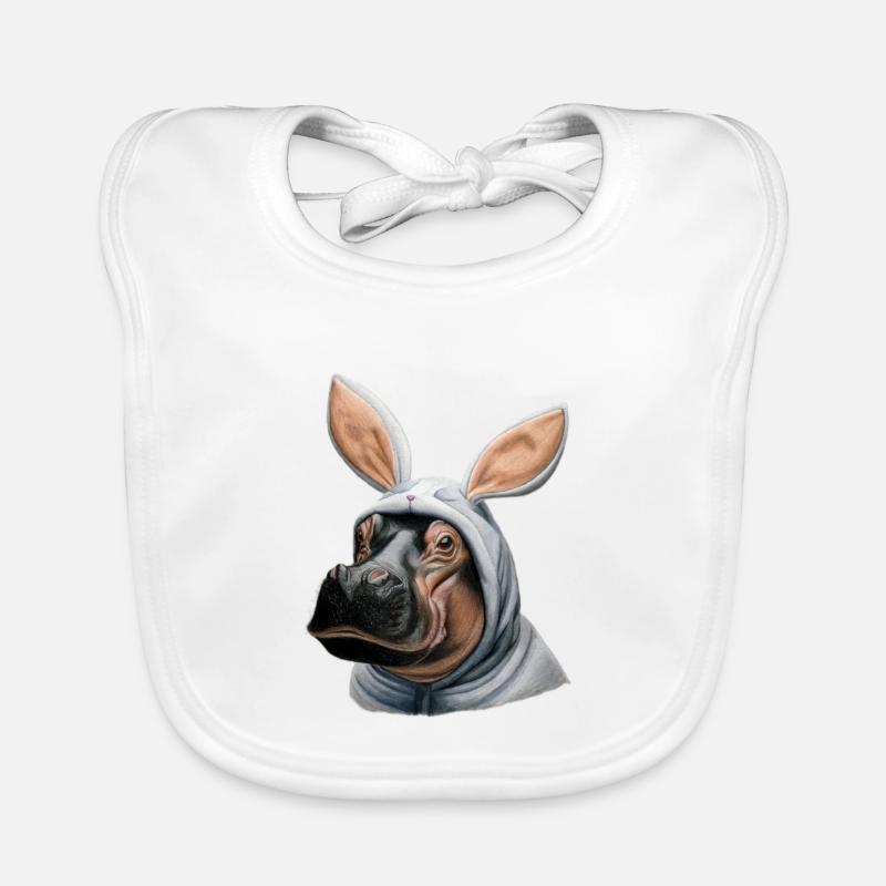 Nilpferd Bunny weiß Baby Bio-Lätzchen