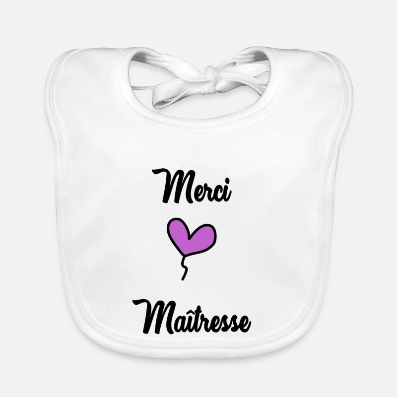 MERCI MAÎTRESSE - Bavoir bio Bébé - blanc