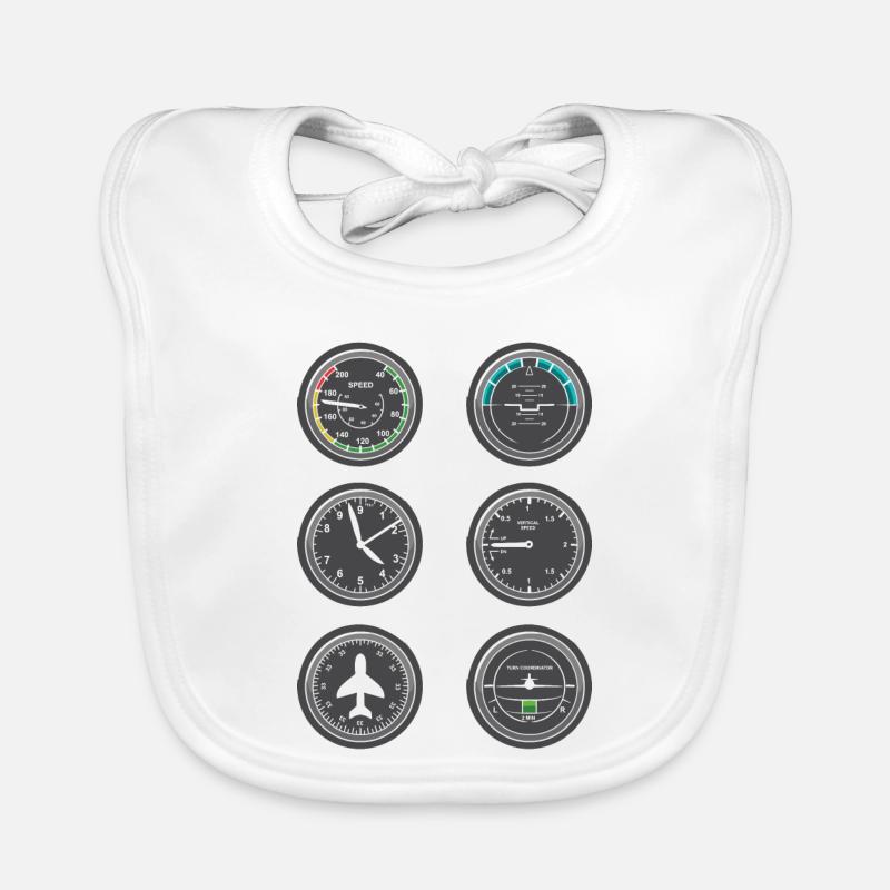 Airplane Flight Instruments Organic Baby Bibs