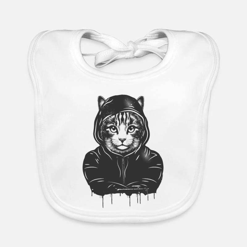 Tête de chat avec capuche à capuche dans le style Graffiti Bavoir bio Bébé